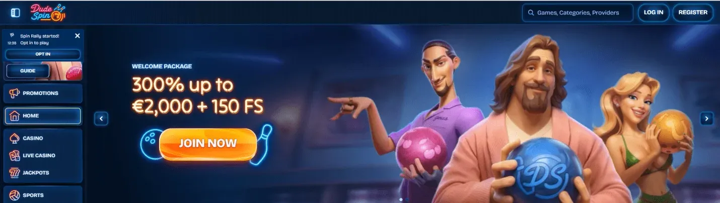 Register at Dudespin